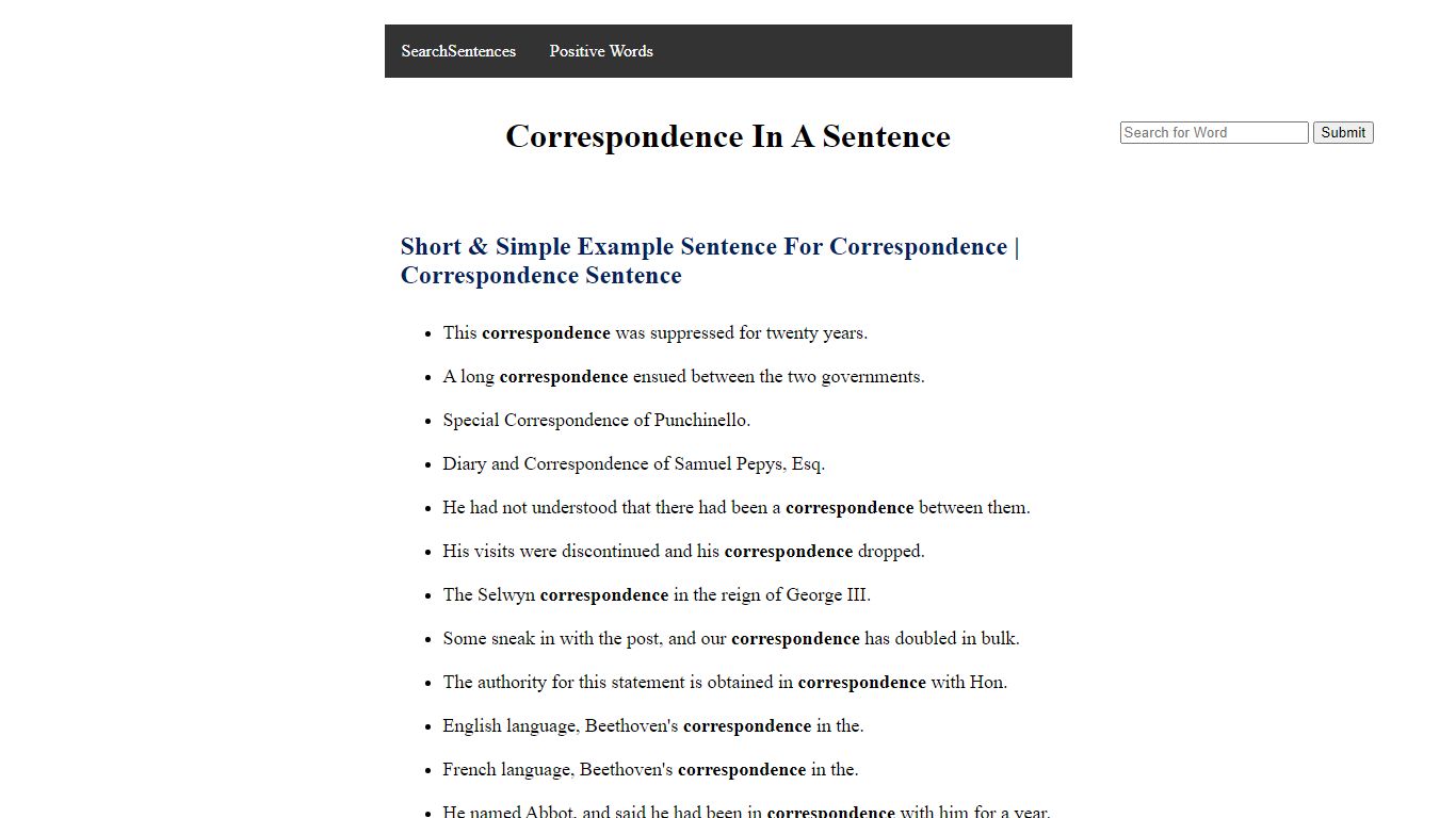 Correspondence In A Sentence | Short Example Sentence For Correspondence